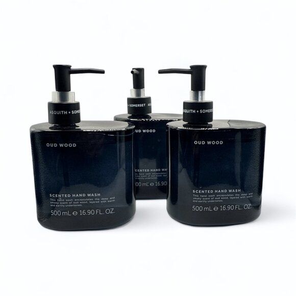 NEW 3x Asquith & Somerset - Oud Wood Glass Bottle Scented Hand Wash - 16.9 fl oz - Picture 2 of 4